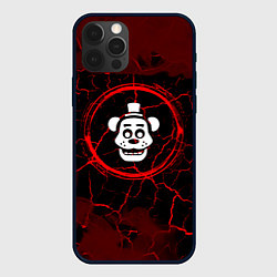 Чехол iPhone 12 Pro Max Символ FNAF и краска вокруг на темном фоне