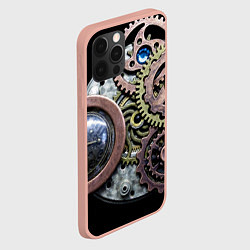 Чехол для iPhone 12 Pro Max Mechanism of gears in Steampunk style, цвет: 3D-светло-розовый — фото 2