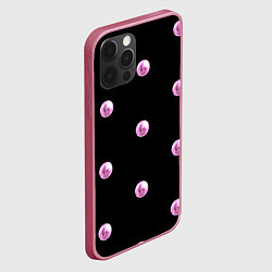 Чехол для iPhone 12 Pro Max Розовые шары-бусинки на черном фоне, цвет: 3D-малиновый — фото 2