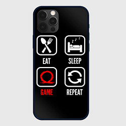Чехол для iPhone 12 Pro Max Eat, Sleep, God of War, Repeat, цвет: 3D-черный