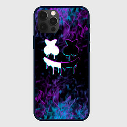 Чехол iPhone 12 Pro Max Marshmello neon пламя