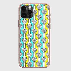 Чехол iPhone 12 Pro Max Striped multicolored pattern with hearts