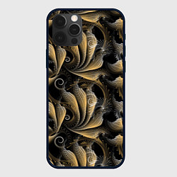 Чехол для iPhone 12 Pro Max Золотистые абстрактные узоры, цвет: 3D-черный