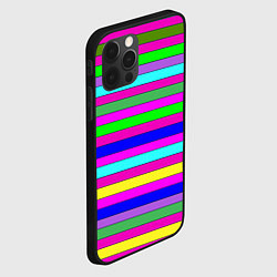 Чехол для iPhone 12 Pro Max Multicolored neon bright stripes, цвет: 3D-черный — фото 2