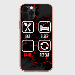 Чехол для iPhone 12 Pro Max Eat, Sleep, Zelda, Repeat, цвет: 3D-светло-розовый