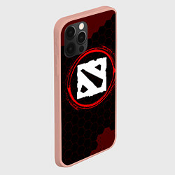 Чехол для iPhone 12 Pro Max Символ Dota и краска вокруг на темном фоне, цвет: 3D-светло-розовый — фото 2