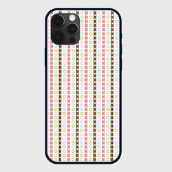 Чехол для iPhone 12 Pro Max Геометрия полосы и кружочки, цвет: 3D-черный