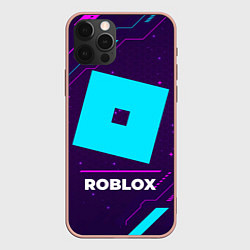 Чехол для iPhone 12 Pro Max Символ Roblox в неоновых цветах на темном фоне, цвет: 3D-светло-розовый