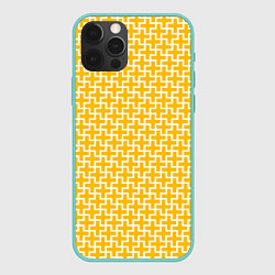 Чехол iPhone 12 Pro Max Белые крестики на желтом фоне