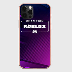 Чехол для iPhone 12 Pro Max Roblox Gaming Champion: рамка с лого и джойстиком, цвет: 3D-светло-розовый