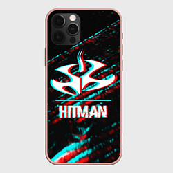 Чехол для iPhone 12 Pro Max Hitman в стиле Glitch и Баги Графики на темном фон, цвет: 3D-светло-розовый