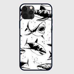 Чехол iPhone 12 Pro Max Кровожадные акулы - стая