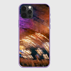 Чехол для iPhone 12 Pro Max Неоновые огни и краска во тьме - Оранжевый, цвет: 3D-сиреневый