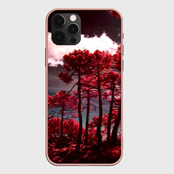 Чехол iPhone 12 Pro Max Абстрактные красные деревья и облака