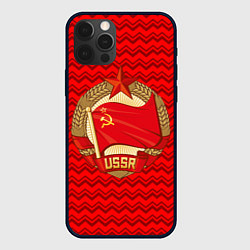 Чехол для iPhone 12 Pro Max Флаг СССР серп и молот, цвет: 3D-черный