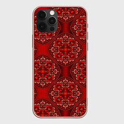 Чехол iPhone 12 Pro Max Красные абстрактные круглые узоры