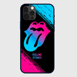 Чехол для iPhone 12 Pro Max Rolling Stones - neon gradient, цвет: 3D-черный