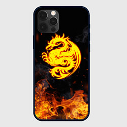 Чехол iPhone 12 Pro Max Огнедышащий дракон и пламя