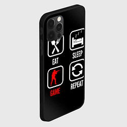 Чехол для iPhone 12 Pro Max Eat, sleep, Counter Strike, repeat, цвет: 3D-черный — фото 2