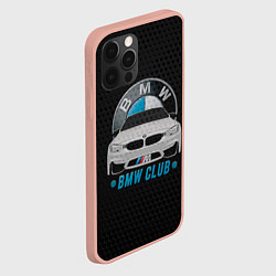 Чехол для iPhone 12 Pro Max BMW club carbon, цвет: 3D-светло-розовый — фото 2