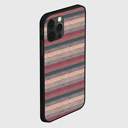 Чехол для iPhone 12 Pro Max Серые, бежевые, красные полосы с текстурой дерева, цвет: 3D-черный — фото 2