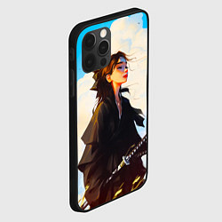 Чехол для iPhone 12 Pro Max Девушка самурай и облака, цвет: 3D-черный — фото 2