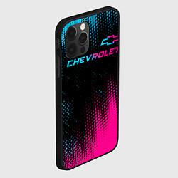 Чехол для iPhone 12 Pro Max Chevrolet - neon gradient: символ сверху, цвет: 3D-черный — фото 2