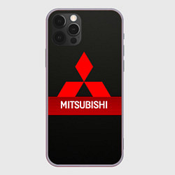 Чехол для iPhone 12 Pro Max Mitsubishi - логотип - красная полоса, цвет: 3D-серый