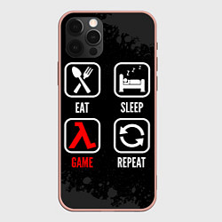 Чехол для iPhone 12 Pro Max Eat, sleep, Half-Life, repeat, цвет: 3D-светло-розовый