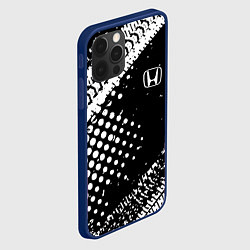 Чехол для iPhone 12 Pro Max Honda - белые следы шин, цвет: 3D-тёмно-синий — фото 2