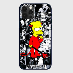 Чехол iPhone 12 Pro Max Барт Симпсон - чёрт на фоне своих подопечных