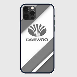 Чехол для iPhone 12 Pro Max Daewoo - серые полосы, цвет: 3D-черный