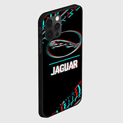 Чехол для iPhone 12 Pro Max Значок Jaguar в стиле glitch на темном фоне, цвет: 3D-черный — фото 2