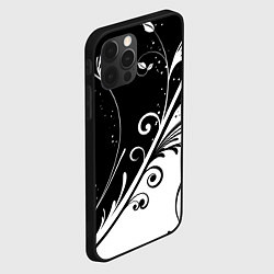 Чехол для iPhone 12 Pro Max Симметричные чёрно белые цветы Symmetrical black a, цвет: 3D-черный — фото 2