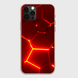 Чехол iPhone 12 Pro Max Красные неоновые геометрические плиты