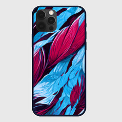 Чехол для iPhone 12 Pro Max Яркие экзотические перья, цвет: 3D-черный