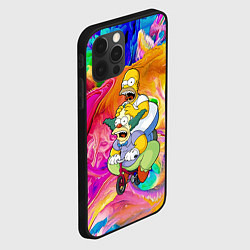 Чехол для iPhone 12 Pro Max Гомер Симпсон и клоун Красти едут на детском велос, цвет: 3D-черный — фото 2