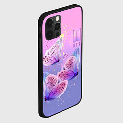 Чехол для iPhone 12 Pro Max BTS красивые бабочки, цвет: 3D-черный — фото 2