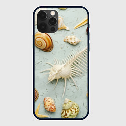 Чехол iPhone 12 Pro Max Океанские ракушки и морские звёзды на песке