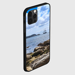 Чехол для iPhone 12 Pro Max Парусник на горизонте океана, цвет: 3D-черный — фото 2