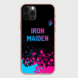 Чехол для iPhone 12 Pro Max Iron Maiden - neon gradient: символ сверху, цвет: 3D-светло-розовый