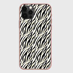 Чехол iPhone 12 Pro Max Тигровый полосатый узор-черные, бежевые полосы на