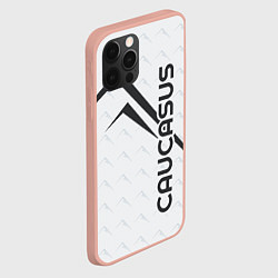 Чехол для iPhone 12 Pro Max Caucasus Mountains надпись Кавказ на английском с, цвет: 3D-светло-розовый — фото 2