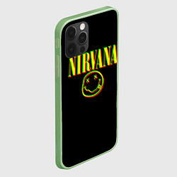 Чехол для iPhone 12 Pro Max Nirvana logo glitch, цвет: 3D-салатовый — фото 2