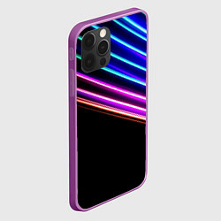 Чехол для iPhone 12 Pro Max Неоновые полосы на черном, цвет: 3D-сиреневый — фото 2