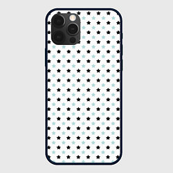 Чехол для iPhone 12 Pro Max Бирюзовые, черные звезды на белом, цвет: 3D-черный