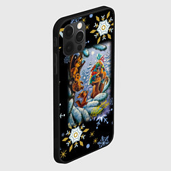 Чехол для iPhone 12 Pro Max Новый год белка с бельчатами, цвет: 3D-черный — фото 2
