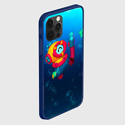 Чехол для iPhone 12 Pro Max Brawl Stars - Отис, подводный мир, цвет: 3D-тёмно-синий — фото 2