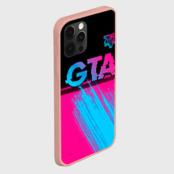 Чехол для iPhone 12 Pro Max GTA - neon gradient: символ сверху, цвет: 3D-светло-розовый — фото 2