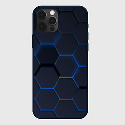 Чехол для iPhone 12 Pro Max Неоновая броня голубая, цвет: 3D-черный